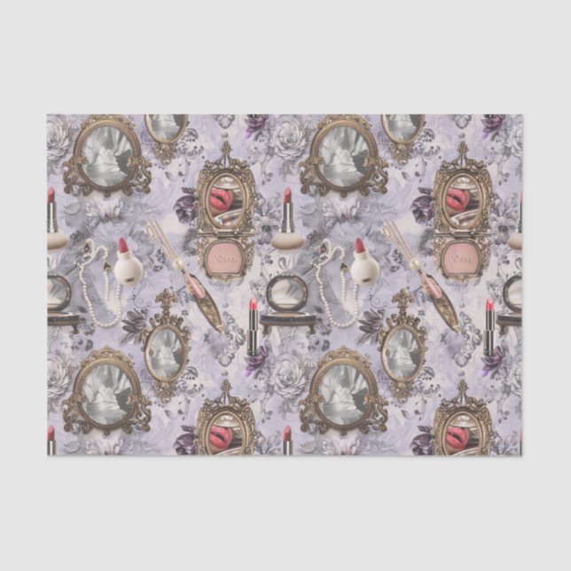 Papel De Seda Desenlace del gabinete de maquillaje de época (Anverso)