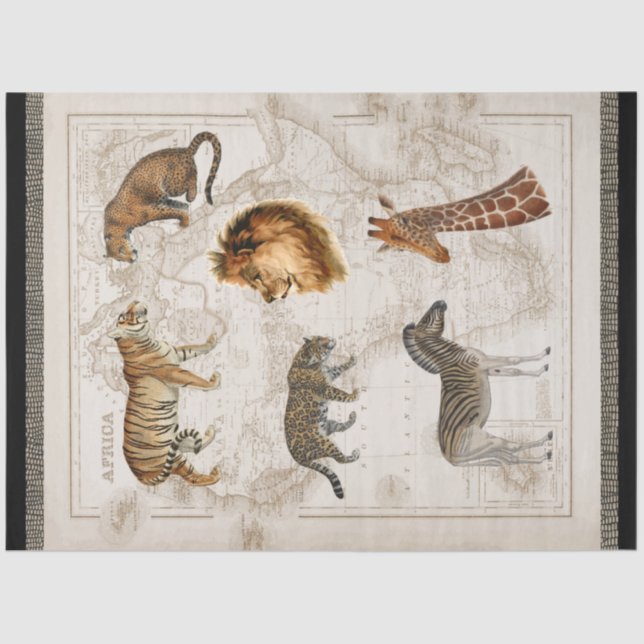 Papel De Seda Desenlace del mapa de cosechas de leones leopardo  (Anverso)