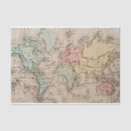 Papel De Seda Desenlace del Mapa Mundial de Vintage
