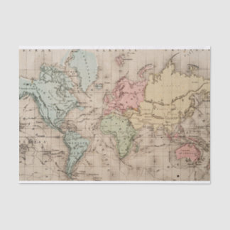 Papel De Seda Desenlace del Mapa Mundial de Vintage