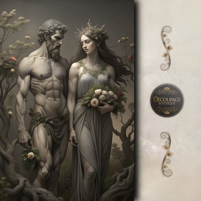 Papel De Seda Desenlace del mito de Adam y Eve Garden (Adam and Eve Garden Myth Decoupage Tissue Paper)