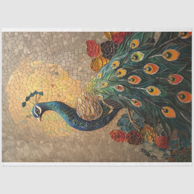 Papel De Seda Desenlace del Mosaico de Peacock (Anverso)