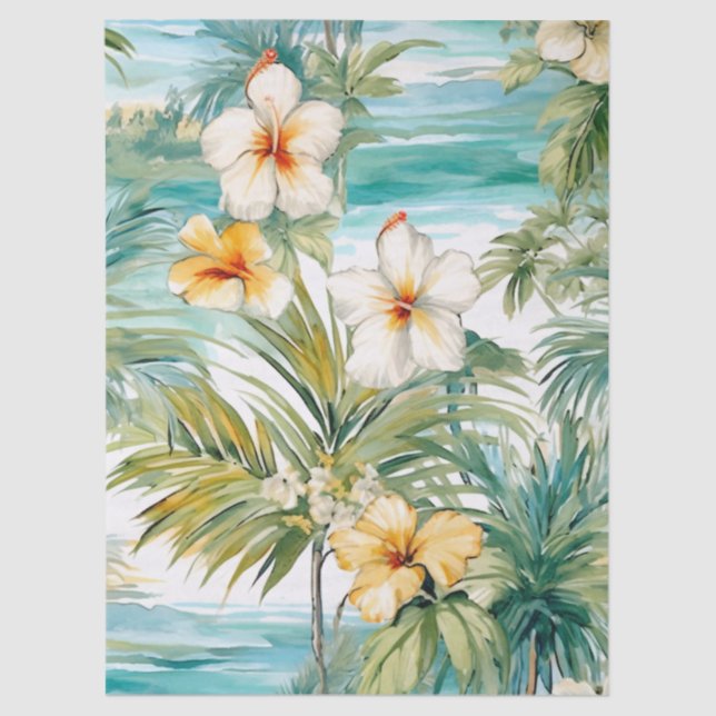 Papel De Seda Desenlace del Pastel Tropical Hibiscus (Anverso)