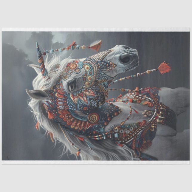 Papel De Seda Desenlace digital indio tribal pintado (Anverso)