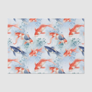 Papel De Seda Desenlace japonés azul de pescado Koi