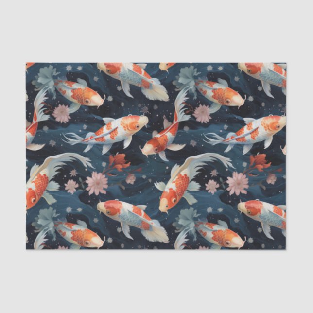 Papel De Seda Desenlace japonés de peces Koi (Anverso)