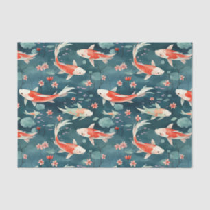 Papel De Seda Desenlace japonés del estanque de peces Koi