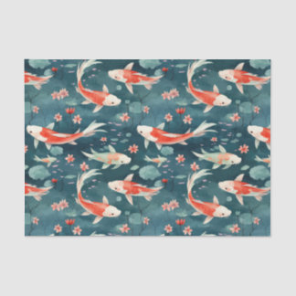 Papel De Seda Desenlace japonés del estanque de peces Koi