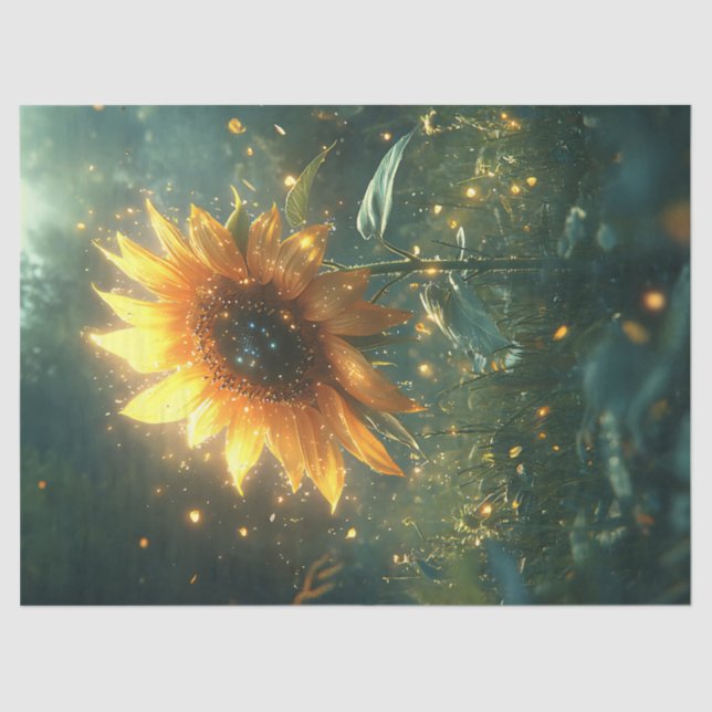 Papel De Seda Desenlace mágico de girasol y luciérnagas (Anverso)