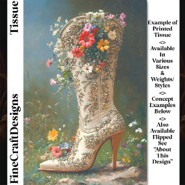Papel De Seda Desenlace Ornate Wildflower Cowgirl Boot DG1L