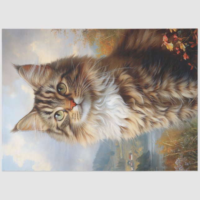 Papel De Seda Desenlace para retrato de Maine Coon Kitten (Anverso)