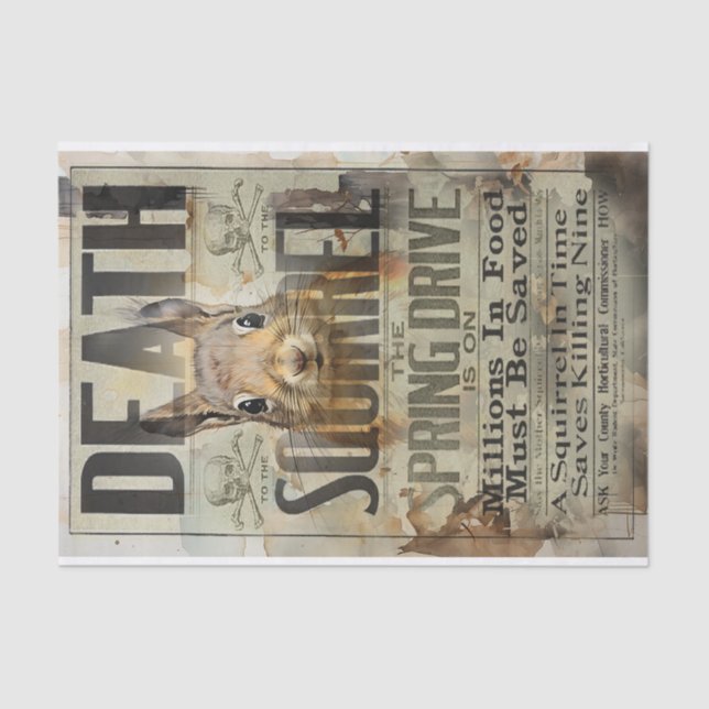 Papel De Seda Desenlace publicitario de época de caza de ardilla (Anverso)