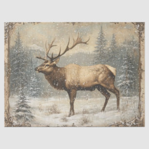 Papel De Seda Desenlace Rústico Escénico De Elk Vintage