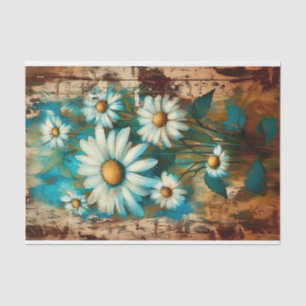 Papel De Seda Desenlace Rústico Shabby Chic White Daisies DB4L