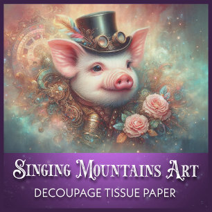 Papel De Seda Desenlace único de retrato de cerdo de Steampunk