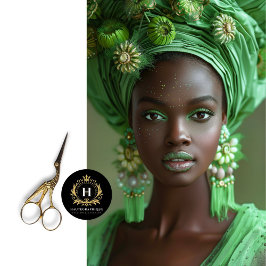 Papel De Seda Desenlace verde del glamour de la mujer afroameric