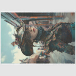 Papel De Seda Desenlace vintage de una mujer coligadora de vapor