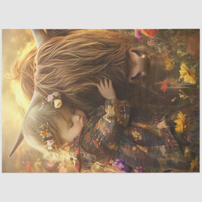 Papel De Seda Desenmascarar a un niño caprichoso con una vaca en (Anverso)