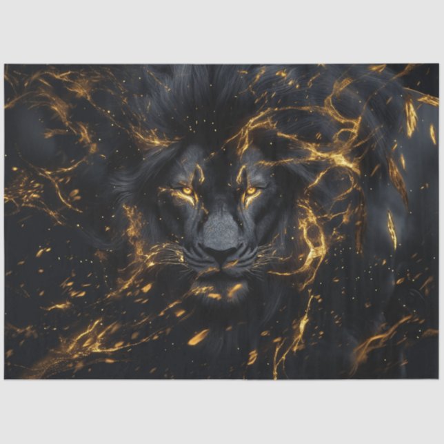 Papel De Seda Desenmascarar al Mystical Pitch Black Lion con oro (Anverso)