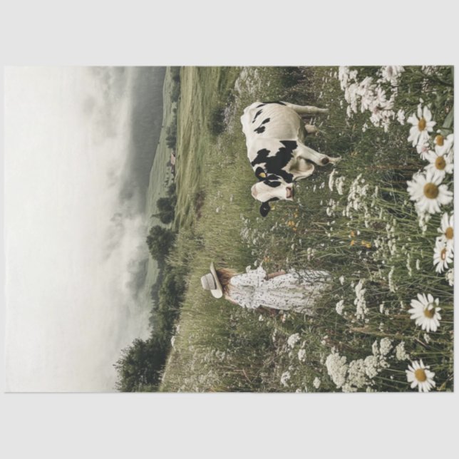 Papel De Seda Desenvolvimiento de la vaca Holstein y Chica en fl (Anverso)