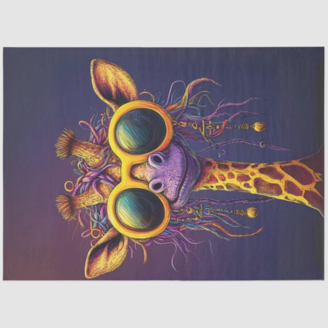 Papel De Seda Desenvolvimiento Funky Giraffe Gafas De Sol Amaril (Anverso)