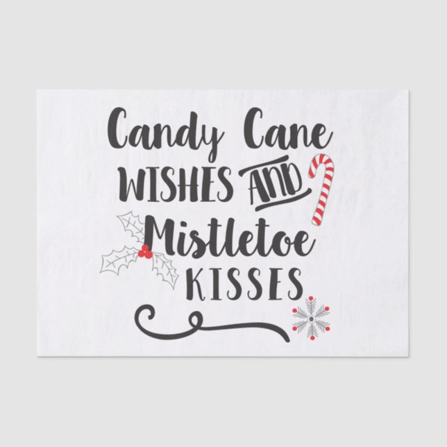 Papel De Seda deseos de caña de caramelo y besos de mistletoe (Anverso)