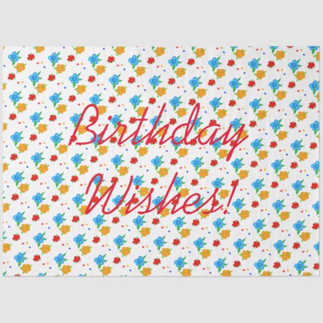 Papel De Seda Deseos de Cumpleaños Tejido (Anverso)