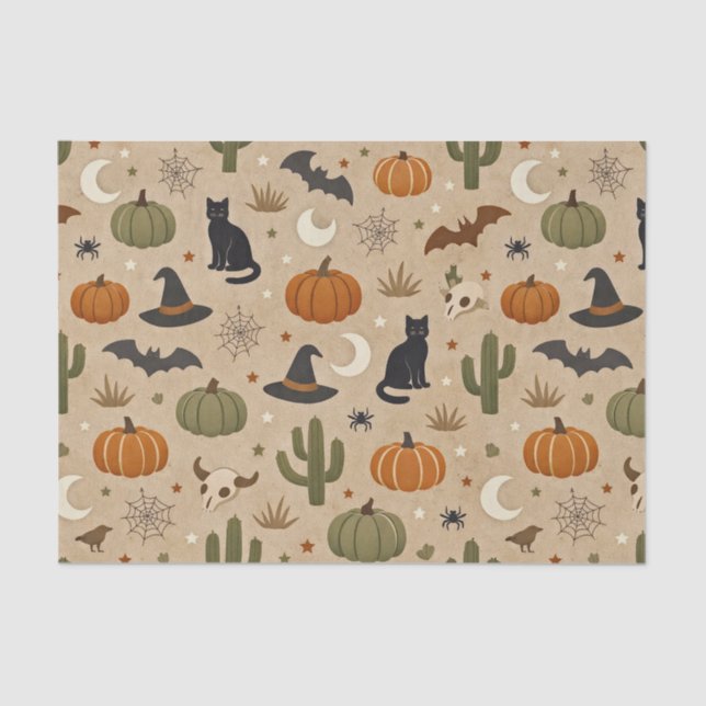 Papel De Seda Desert Green Cactus Halloween  (Anverso)
