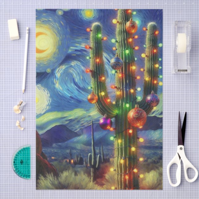 Papel De Seda Desert navidades Saguaro Cactus Decoupage (Artesanía)