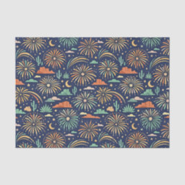 Papel De Seda Desert Night Fireworks Celebration Pattern