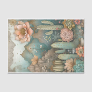 Papel De Seda Desert Succulum Decoupage acuarela