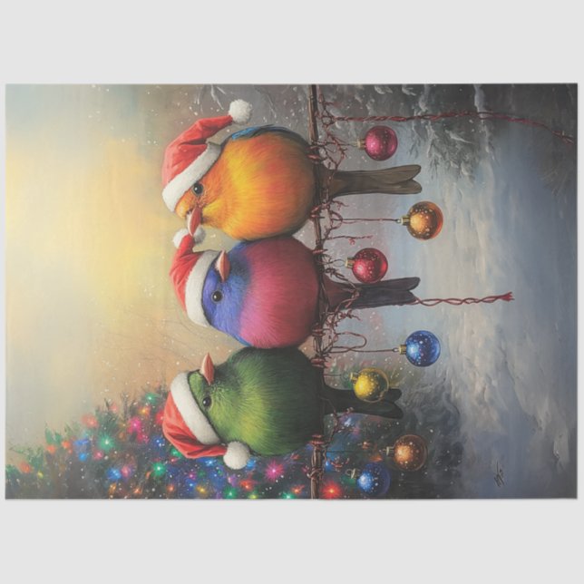 Papel De Seda Desfigurar Navidades Aves En Una Cabina (Anverso)