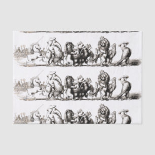 Papel De Seda Desfile de Animales de Cuento de Hadas Antiguo: Ar