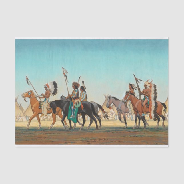 Papel De Seda Desfile de Guerreros por Maynard Dixon (Anverso)