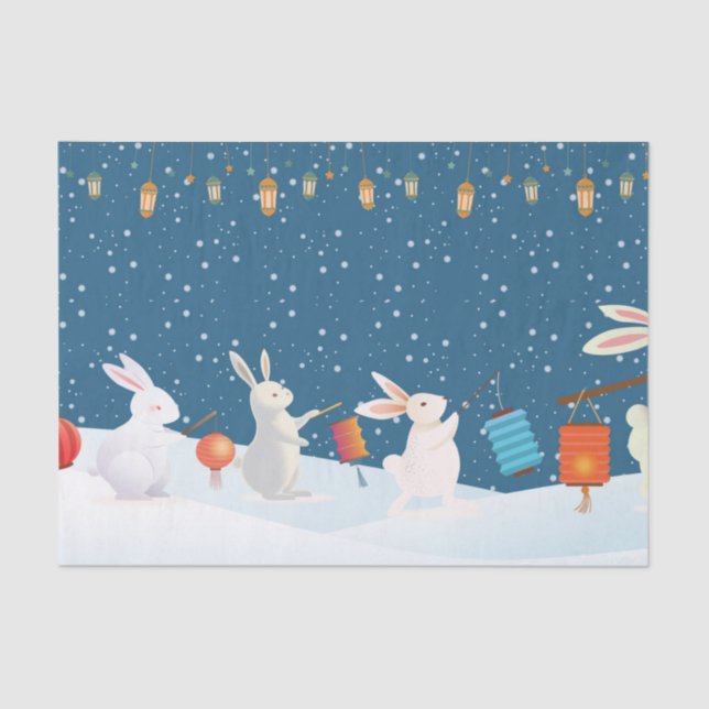 Papel De Seda Desfile de linternas de conejos a través de Navida (Anverso)