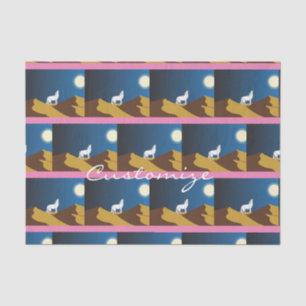 Papel De Seda Desierto Coyote Howling Full Moon Thunder_Cove