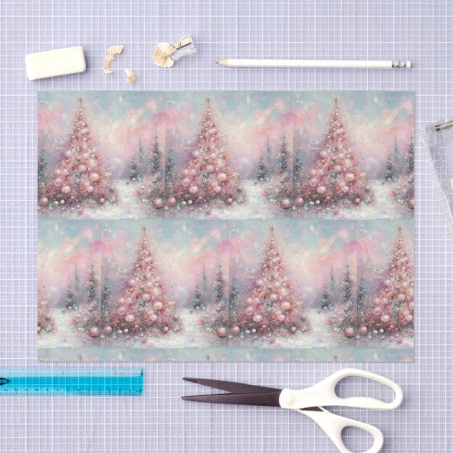 Papel De Seda Deslumbrante árbol de navidad rosado de fondo (Artesanía)