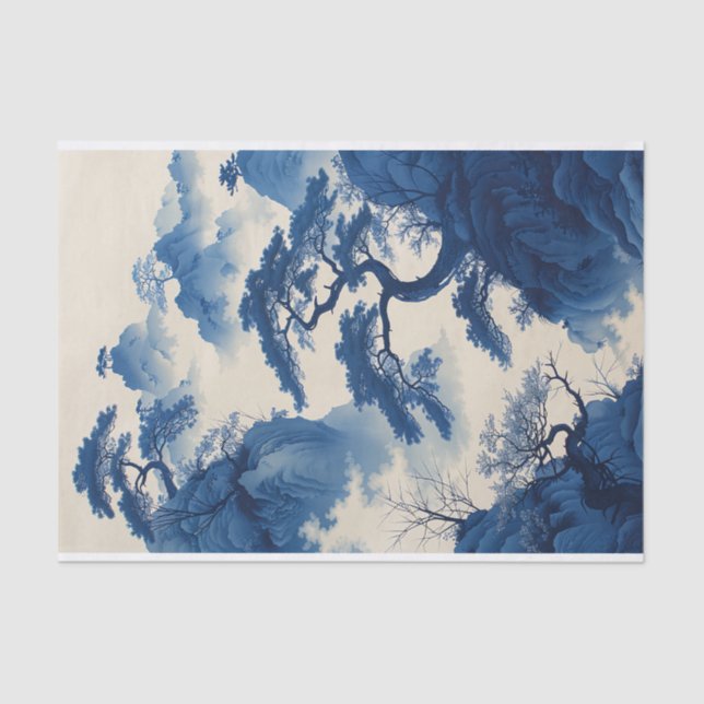 Papel De Seda Desmaqueta de pintura de tinta de árbol Bonsai jap (Anverso)