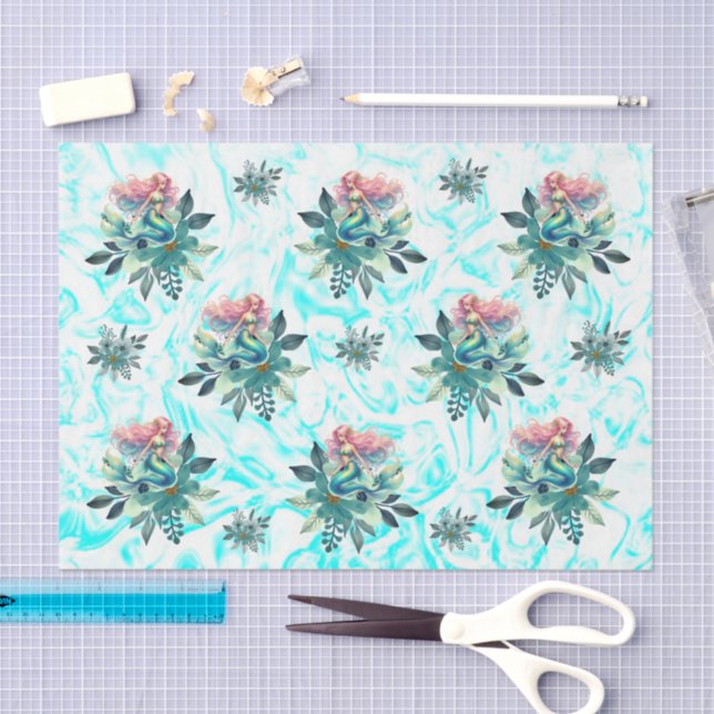 Papel De Seda Desmaquillaje Floral De Sirena Para Las Bombas (Artesanía)