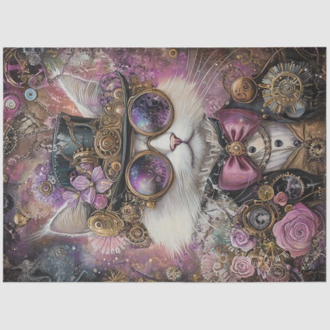 Papel De Seda Desmaquillaje Steampunk Vibrant Color Cat (Anverso)