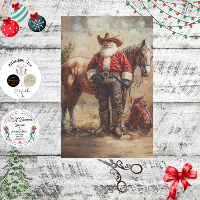 Papel De Seda Desmenuzar El Cowboy Santa Claus Y La Bolsa De Reg (Subido por el creador)