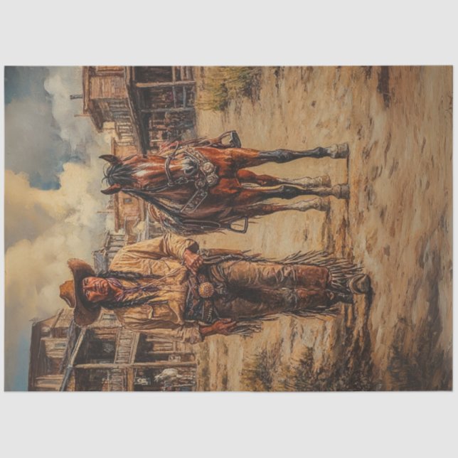 Papel De Seda Desmoralizar la ciudad india y ecuestre de los Est (Anverso)