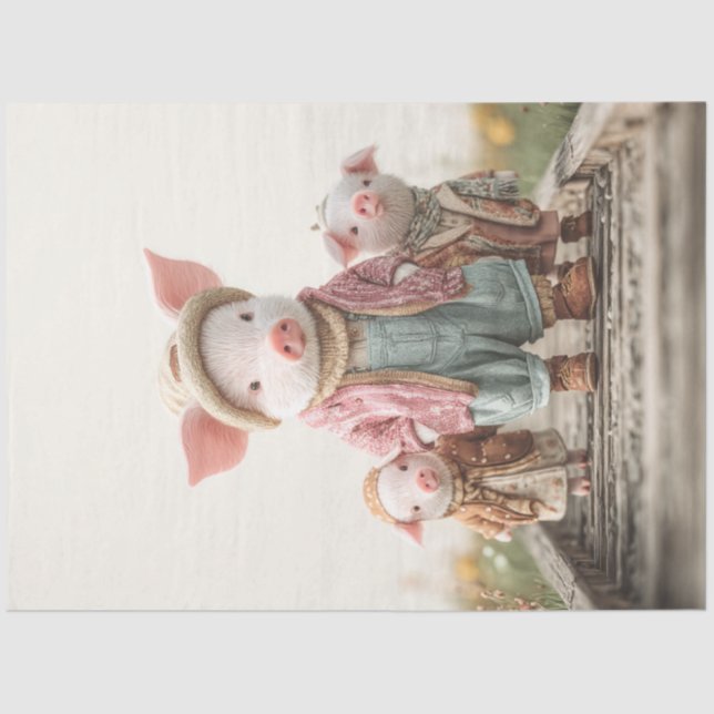 Papel De Seda Desmoronar a Mama Pig & Piglets (Anverso)