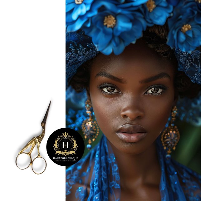 Papel De Seda Desnuda afroamericana floral de oro azul (Subido por el creador)