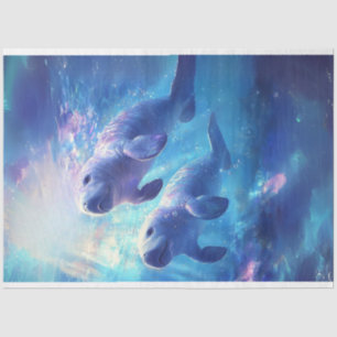 Papel De Seda Desnuda bebé Manatees Blue Ocean Waters