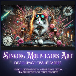 Papel De Seda Desnuda de los Relojes Floral Steampunk de Cat Vic