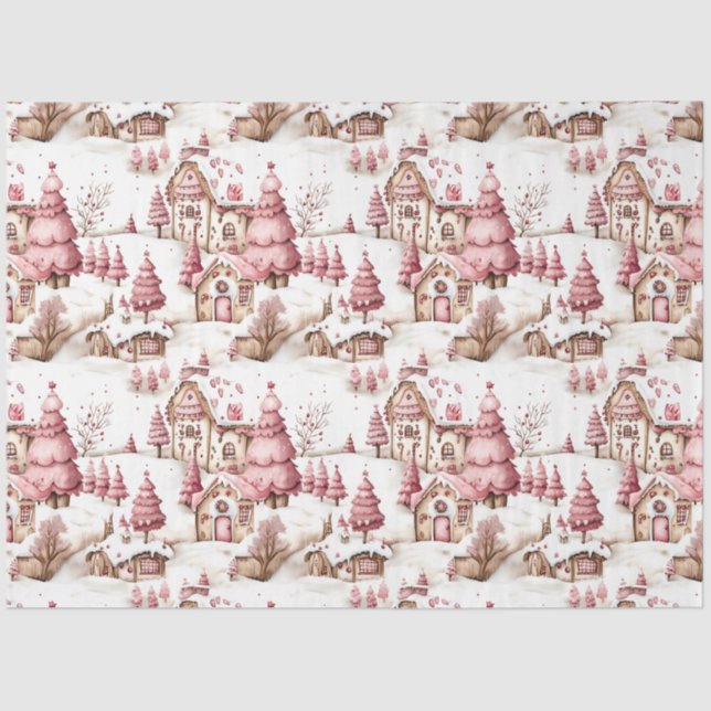 Papel De Seda Desnuda de Navidades singulares rosados y extravag (Anverso)