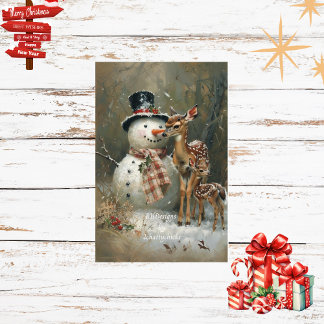 Papel De Seda Desnuda Snowman y los renos, bosques nevados