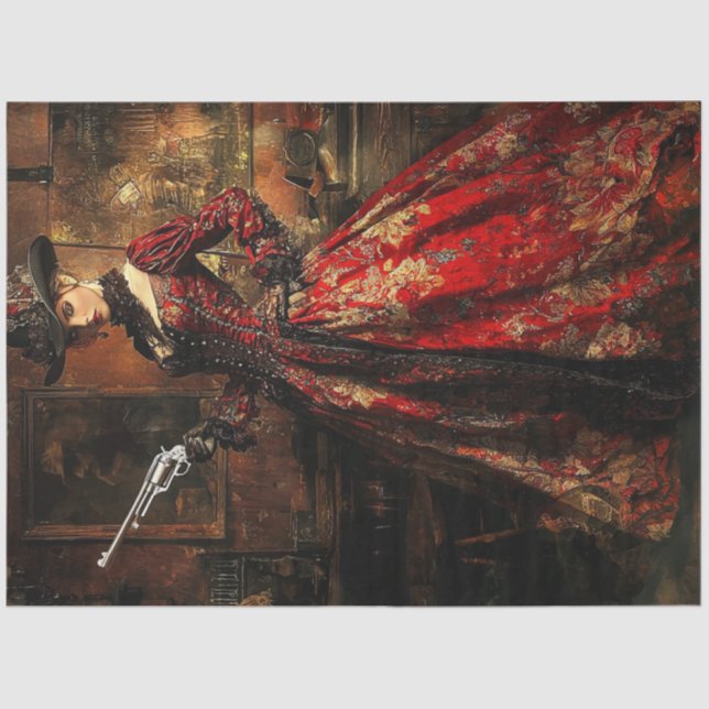 Papel De Seda Desnuda victoriana vestida con Lady Gunslinger (Anverso)