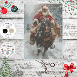 Papel De Seda Desnuda vieja Santa clásica de la nieve de caballo